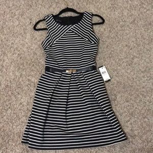 Bcx black and white belted dress NWT